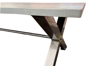 Grey Elm Table X-Frame Base